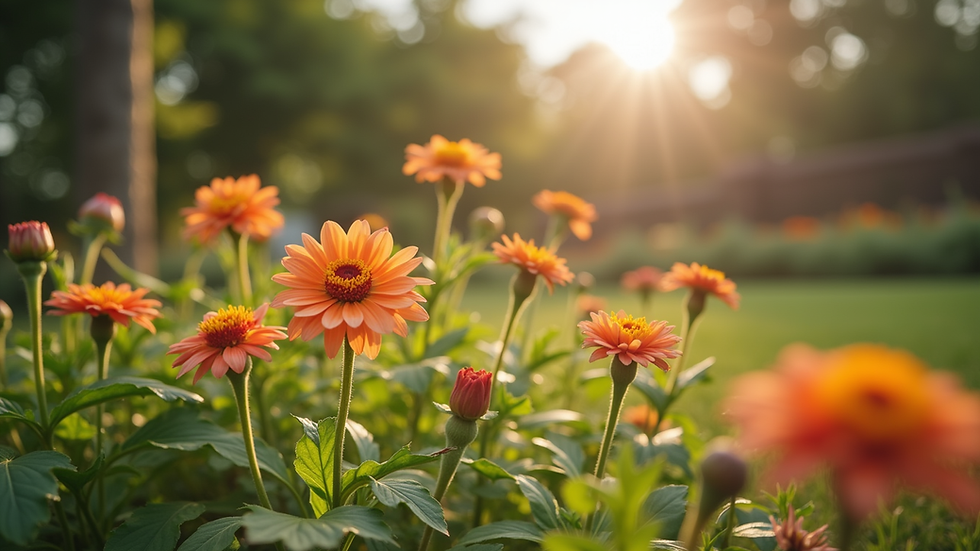 Eye-level view of a well-maintained garden with colorful flowers