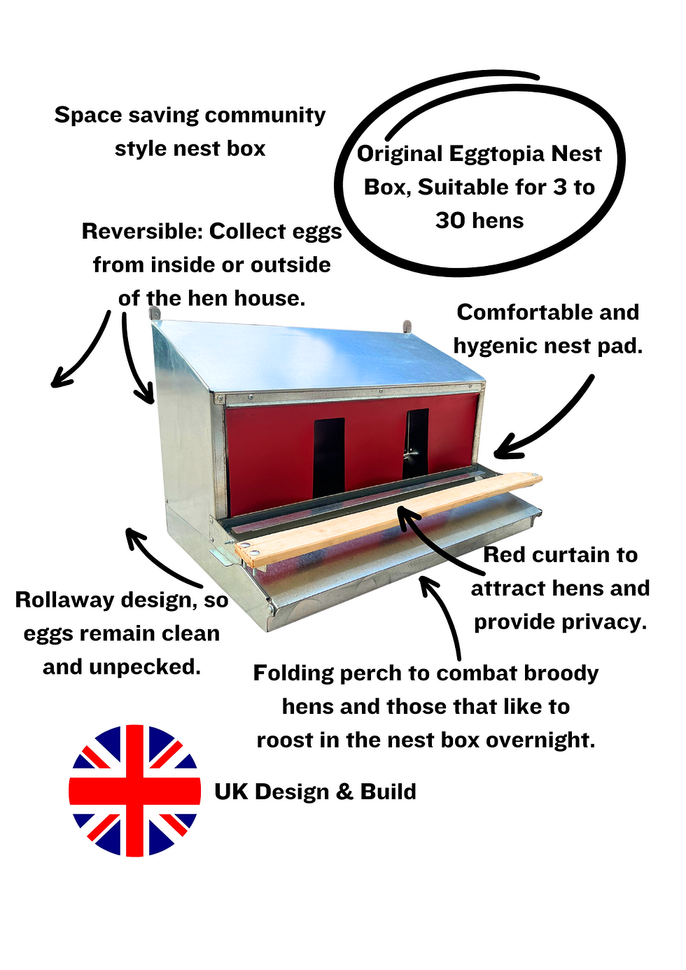 Thumbnail: Original Eggtopia Reversible, Rollaway, Communal Nest Box