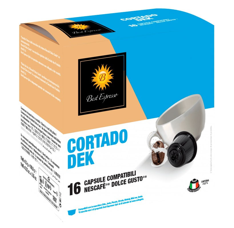 Capsule Café Cortado Décaféiné Compatible Dolce Gusto® X16