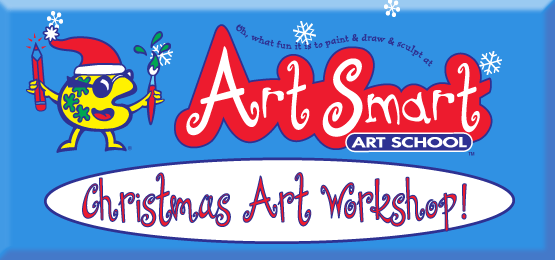 Christmas workshop kids art classes lessons children drawing painting clay sculpture polymer acrylic canvas paint brushes charcoal pastel pencil fun

