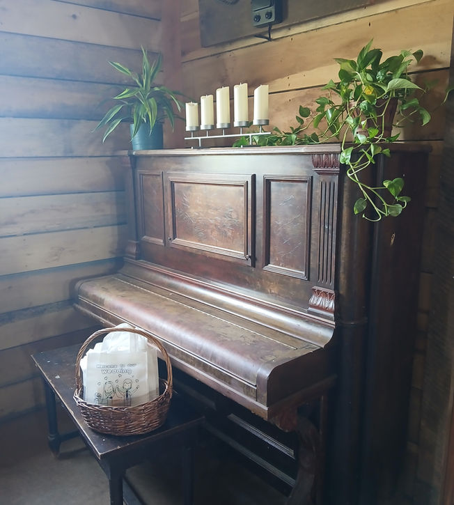 Piano in barn wedding at Rotherwood Events
