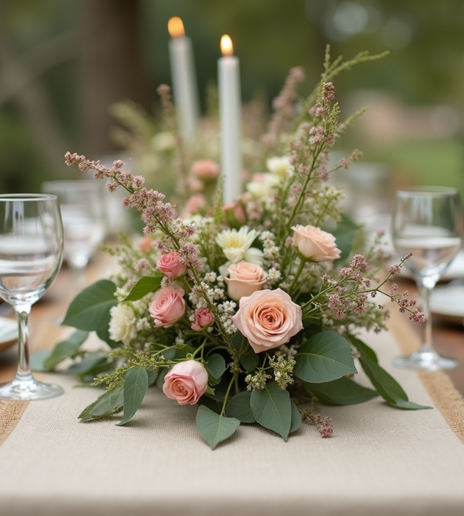 Elegant rustic table setting at wedding in Winchester