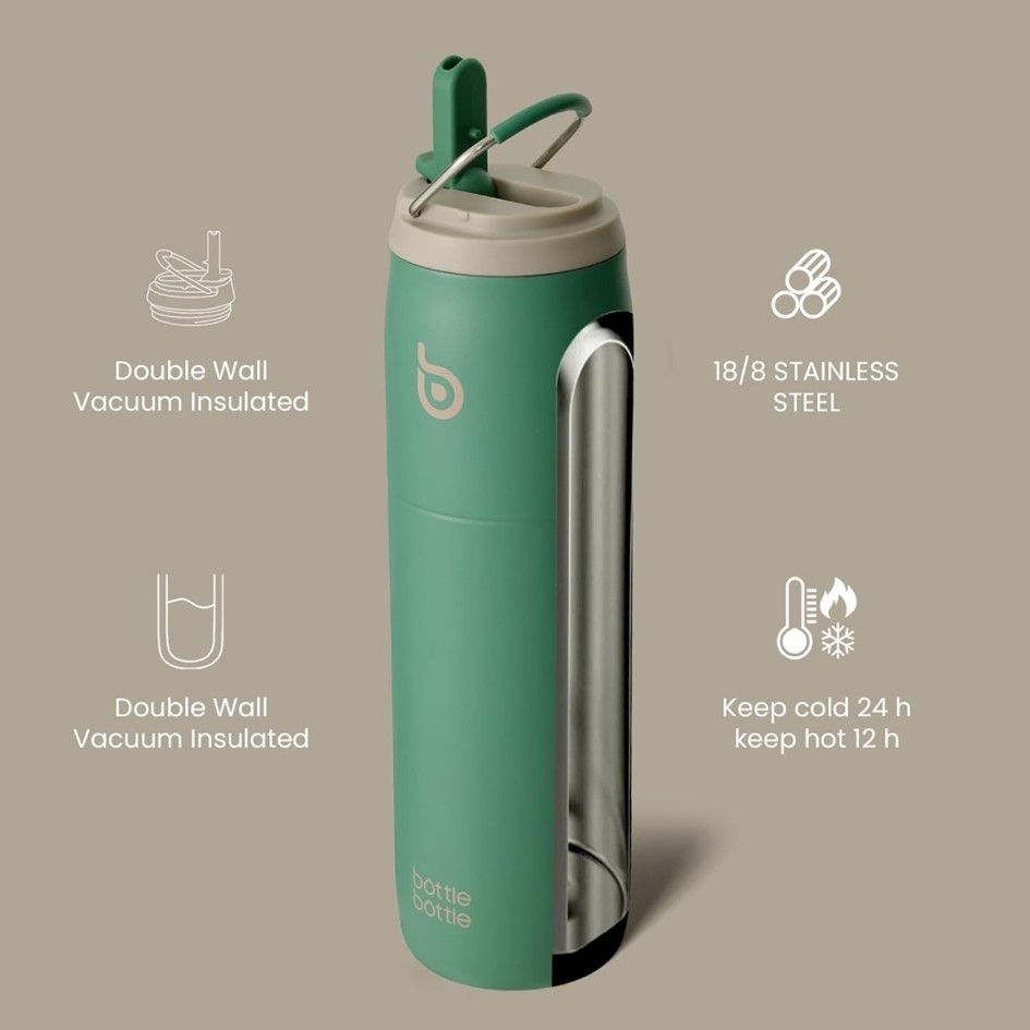 Miniatura: Botella de Agua de Acero Inoxidable Bottle Bottle con Sorbete y Asa 946ml