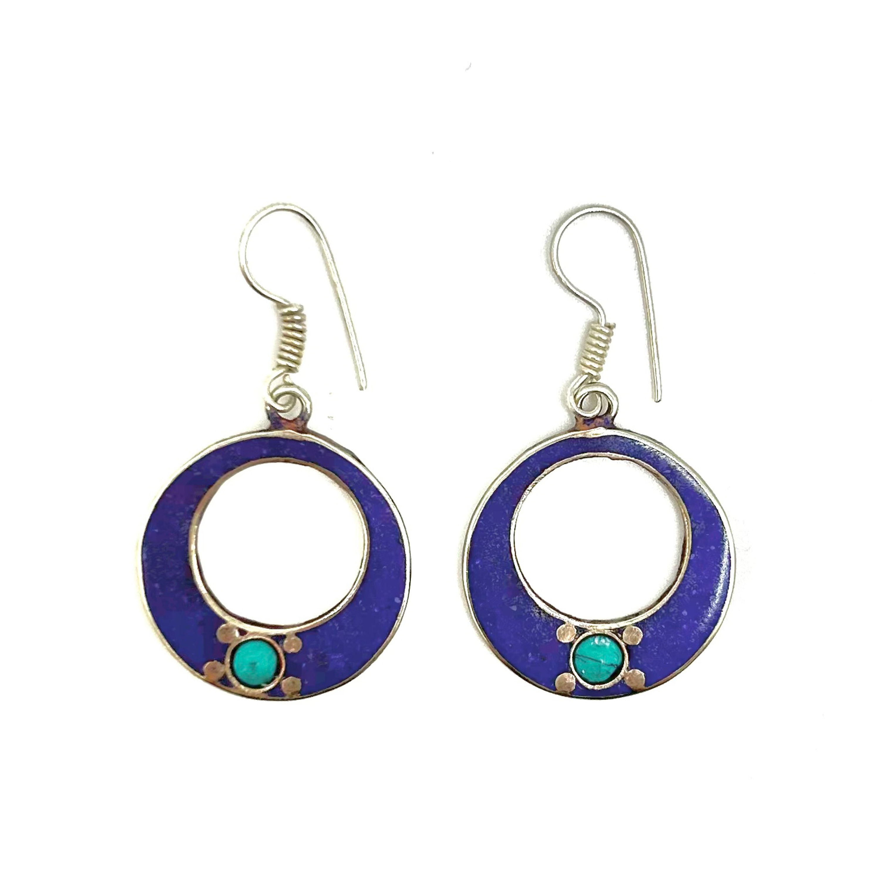 Pendientes alpaca y piedra Nepal 063