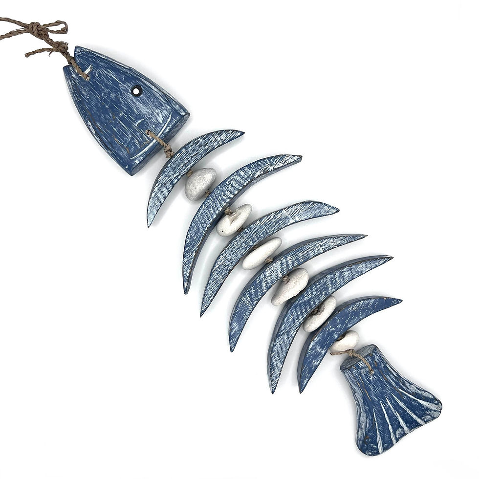 Miniatura: Colgante esqueleto de pez en madera 01