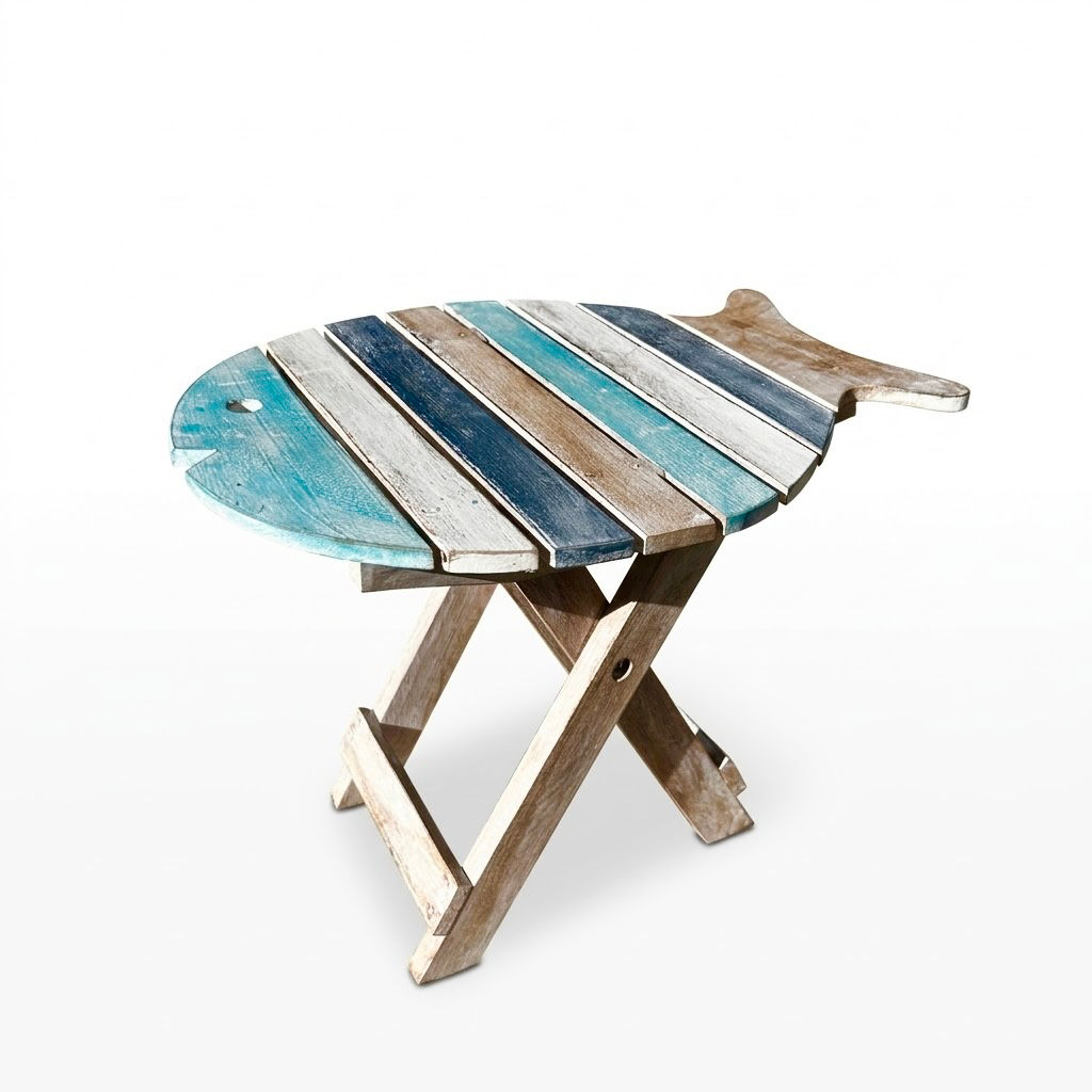 Mini mesa plegable de madera pez