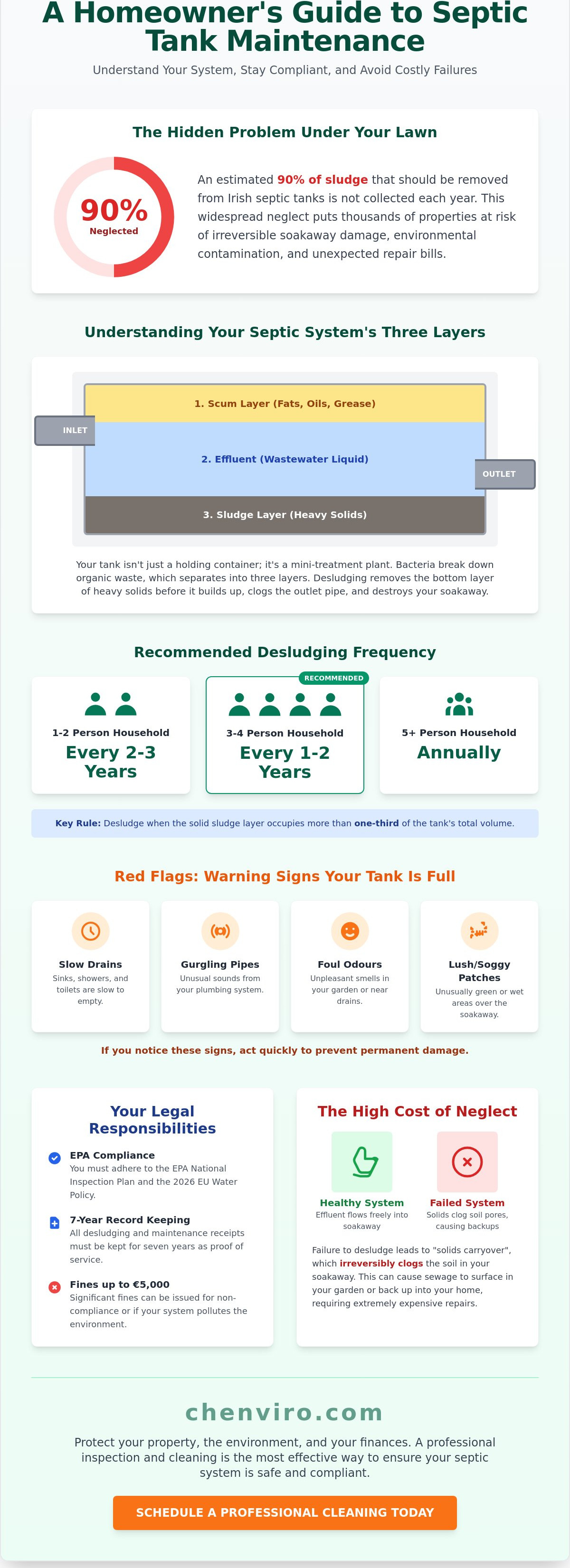 How often to empty septic tank Ireland