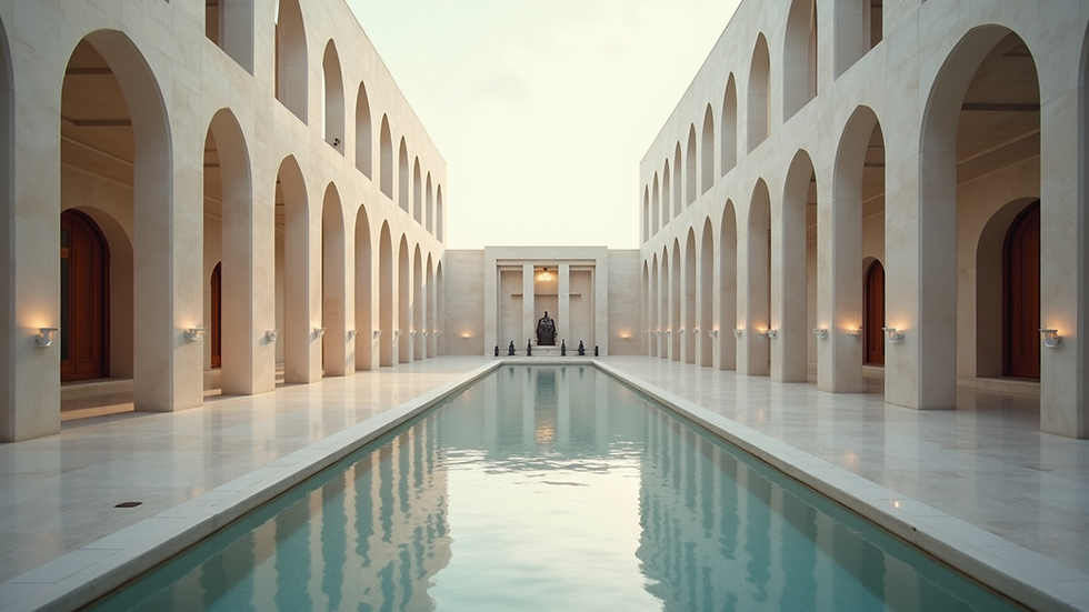 Close-up view of modern architecture with spiritual design elements