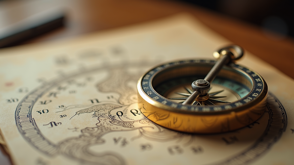 Close-up view of a compass used in Feng Shui consultation