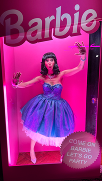 vintage barbie character models at a themed halloween party NYC