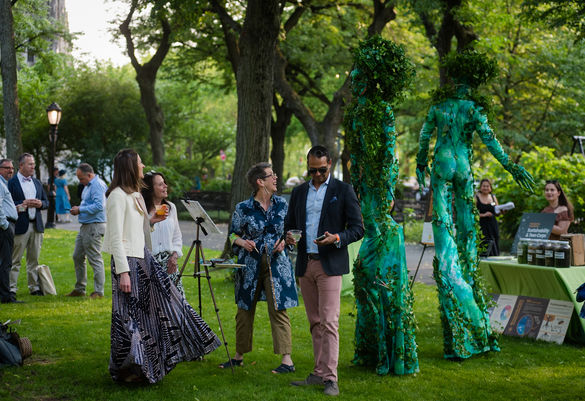 living tree stilt walker at riverside park gala event nyc