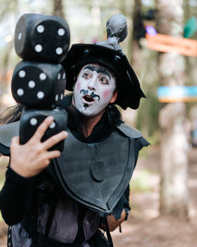 ambient walkabout circus performers in immersive theatrical offering at Elements Music & Arts Festival