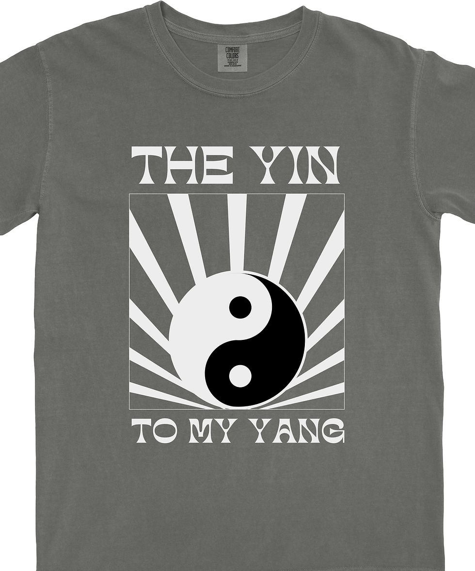 Thumbnail: yin to my yang graphic t-shirt with rays and balance symbol