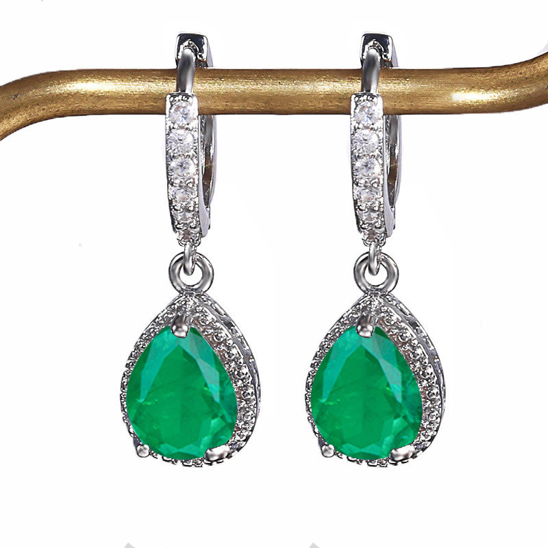Thumbnail: Cellacity Brazilian Paraiba Tourmaline Gemstones Drop Earrings For Women Genuine