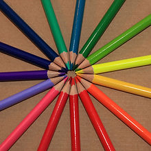 Circle of Colored Pencils Beige Backgrou