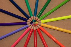 Circle of Colored Pencils Beige Backgrou