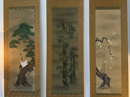 Japanese traditional art scrolls and kanji art