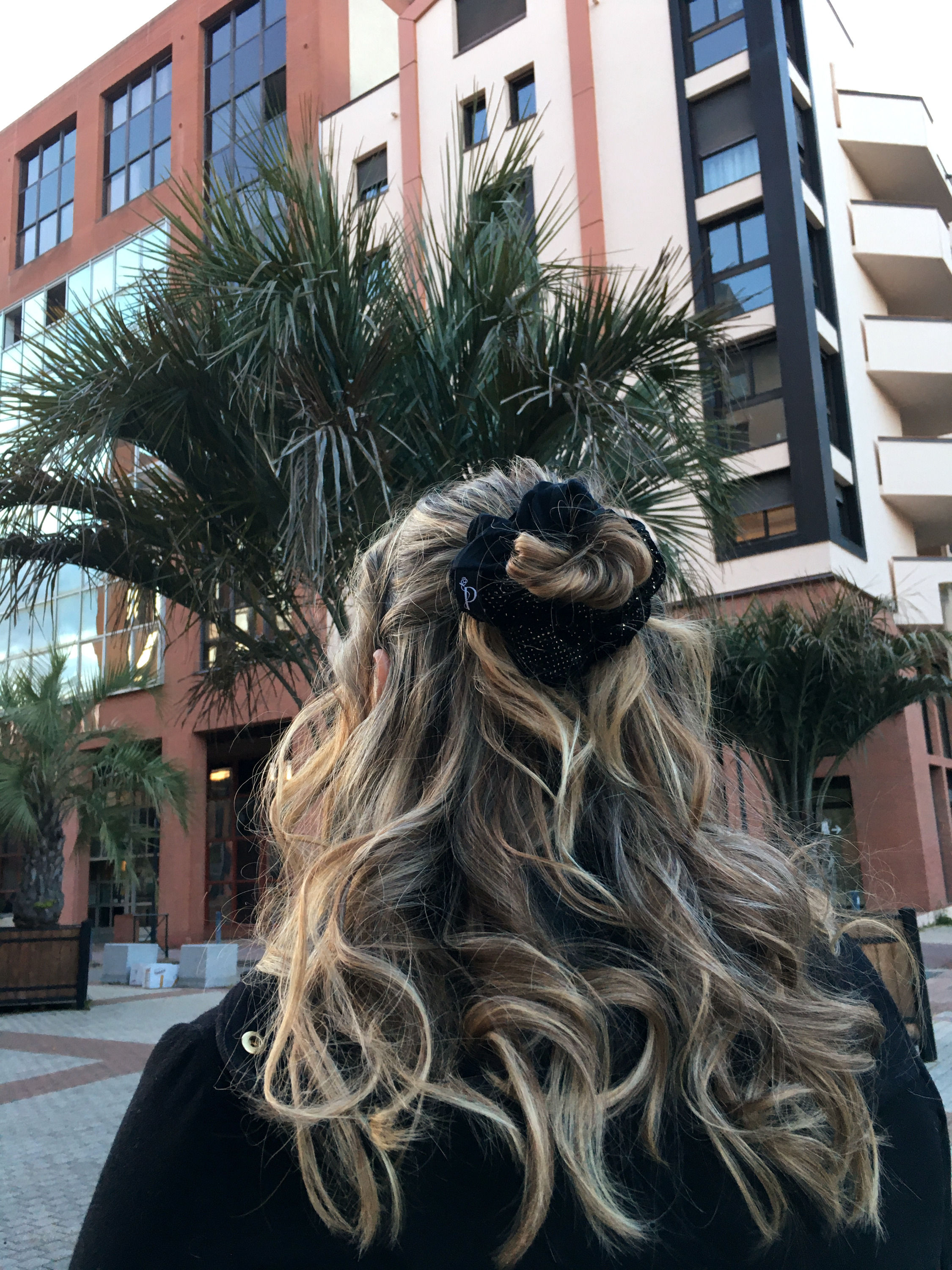 Chouchou Classique Double Noir Doré Paillettes