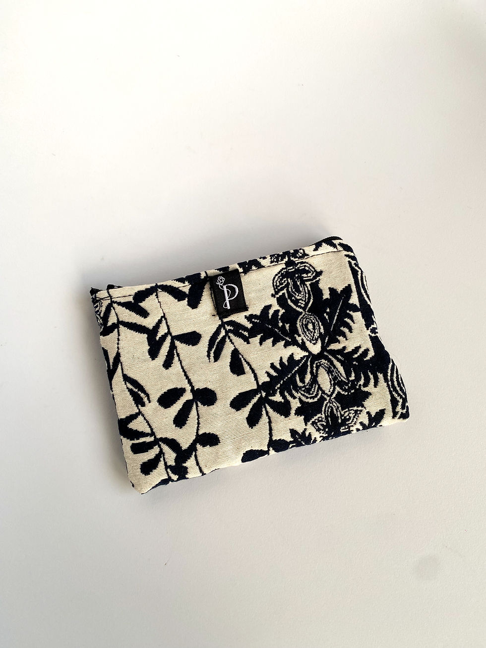 Porte-monnaie noir broderie