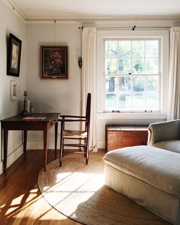 Small office inspiration from pinterest with antique desk and chair and vintage art