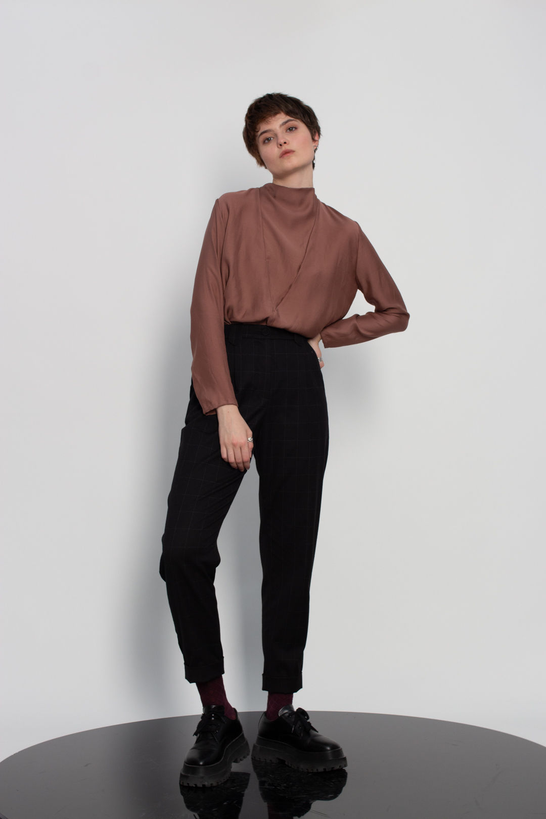 Draped turtleneck top