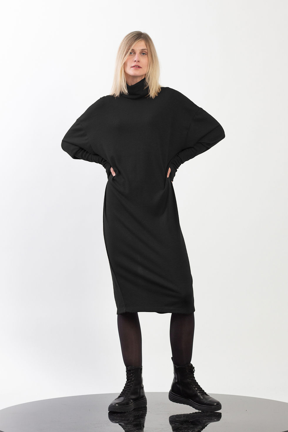 Thumbnail: Turtleneck Batwing Midi Dress