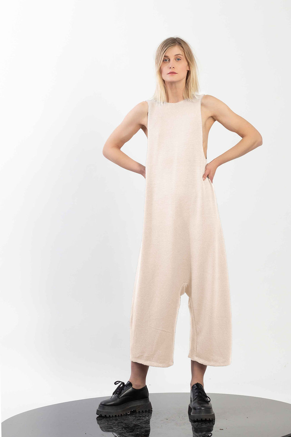 Thumbnail: Tricot Sleeveless Low Crotch Jumpsuit