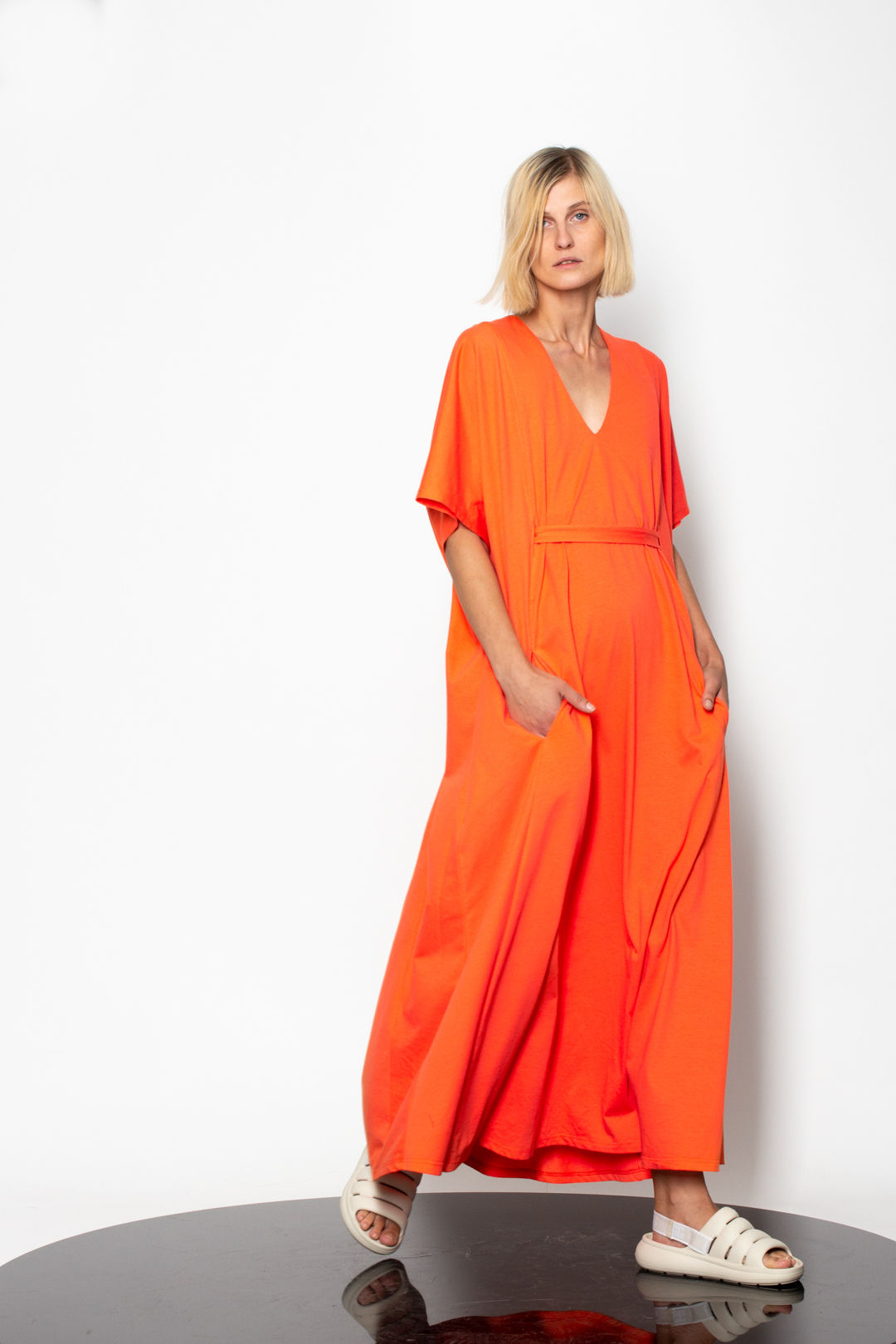 Oversize V neck maxi dress