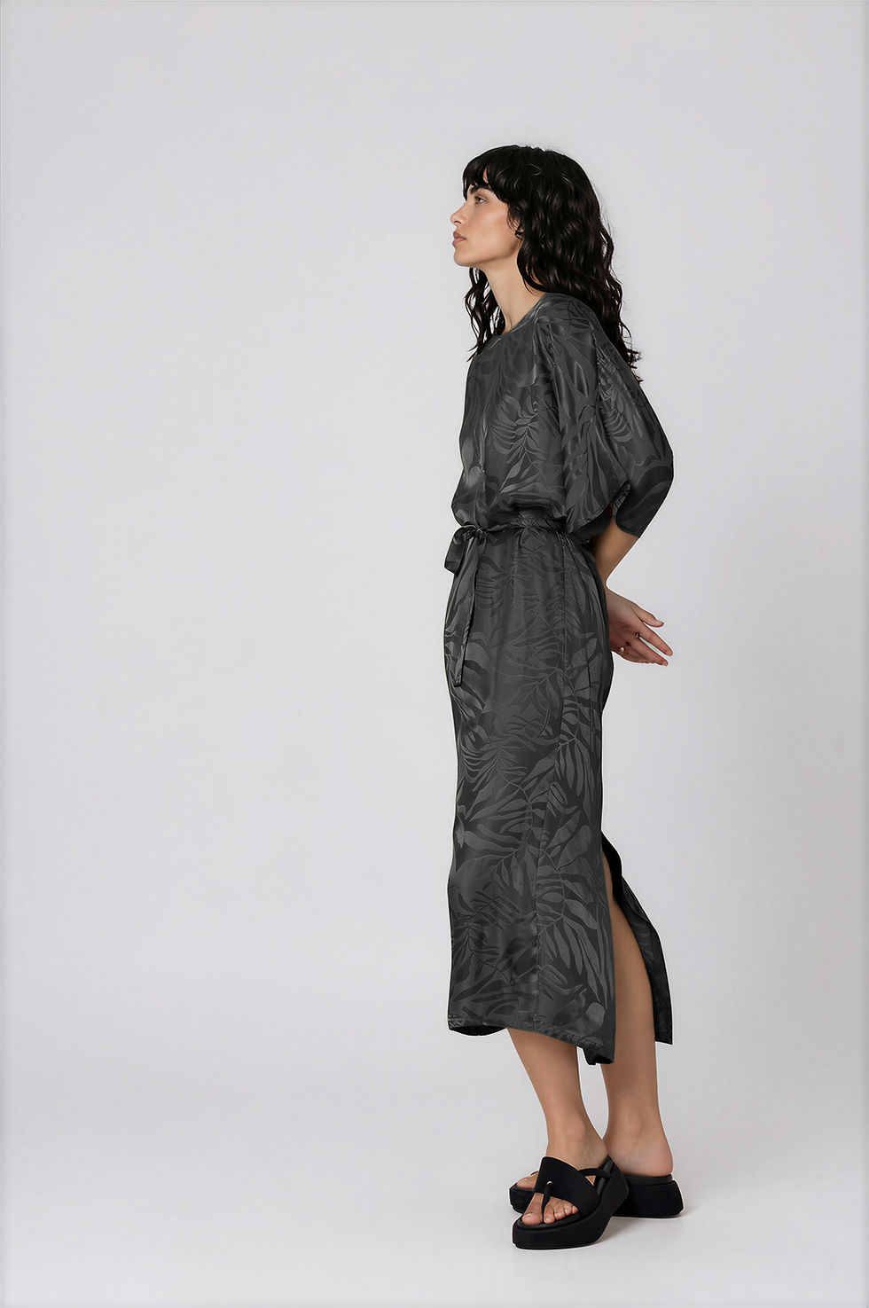 Thumbnail: Viscose Dolman Sleeve Belted Dress