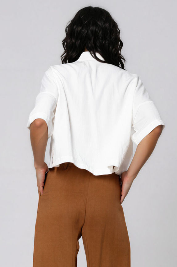 Thumbnail: Boxy Stand-Up Collar Shirt
