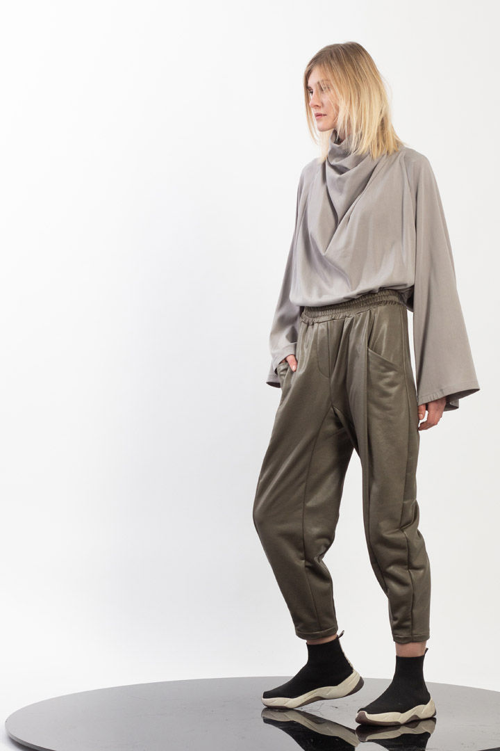 Thumbnail: Coated Pleated Pegged Pants