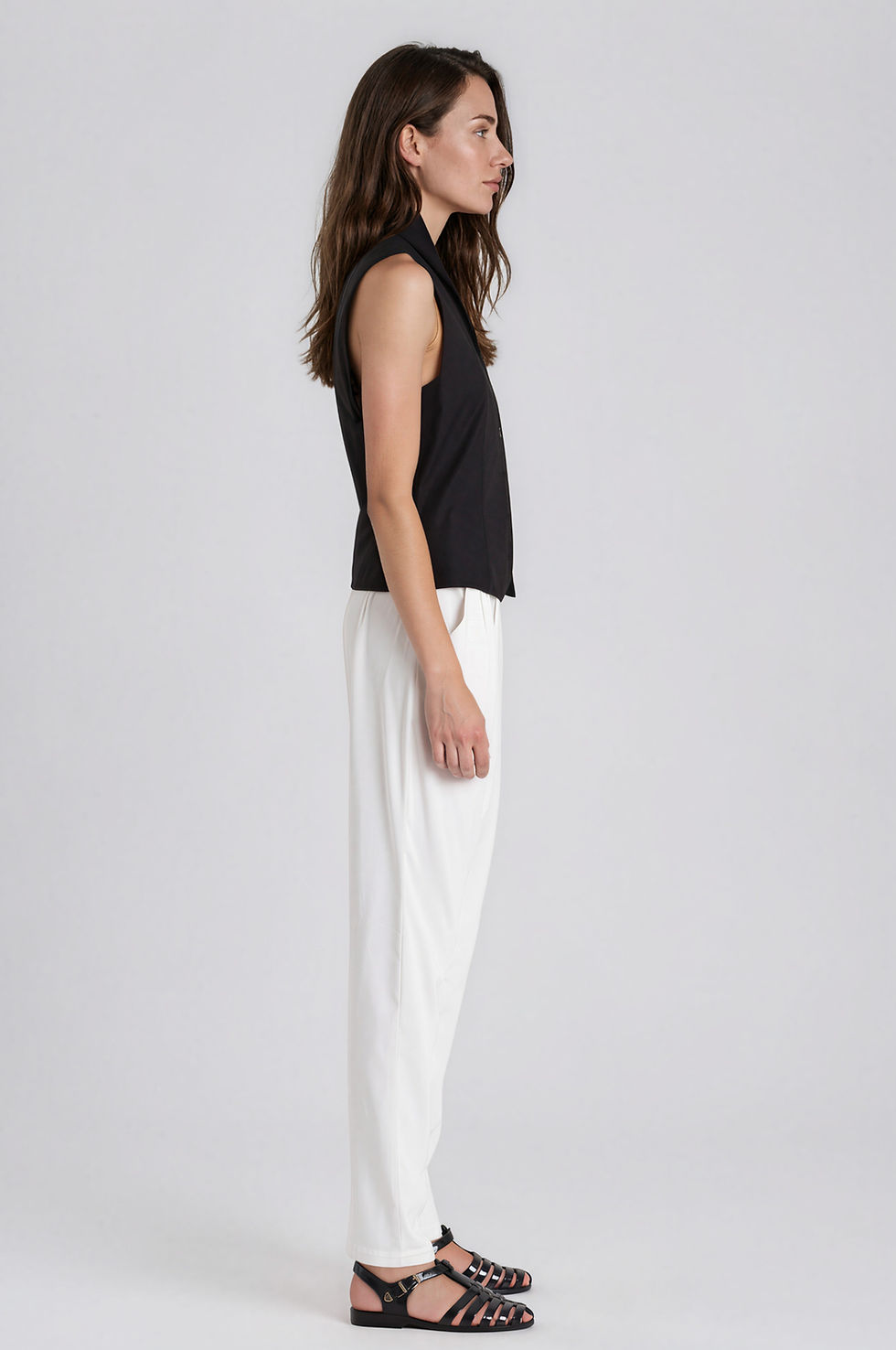 Thumbnail: Drop-Crotch Tapered Pants with Pleats