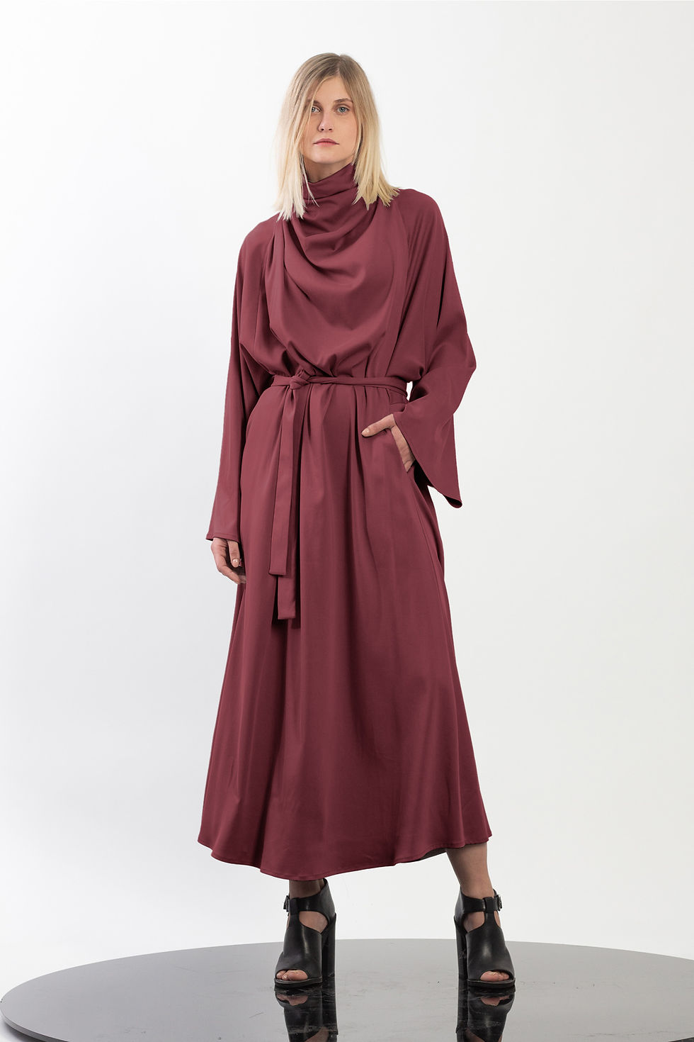 Thumbnail: Maxi Dress With Oblique Drapped Neckline
