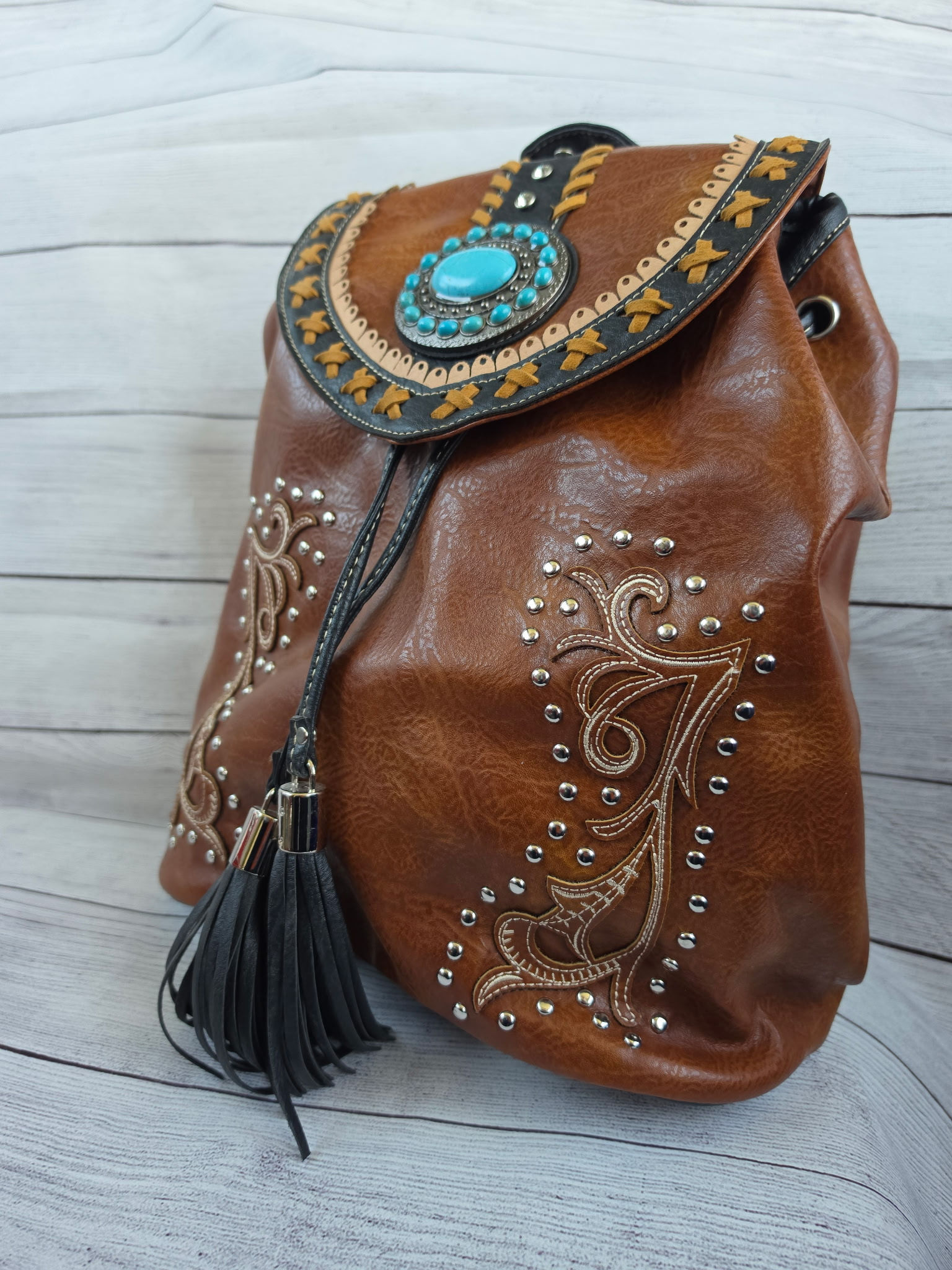 Western Turquoise Stone Backpack