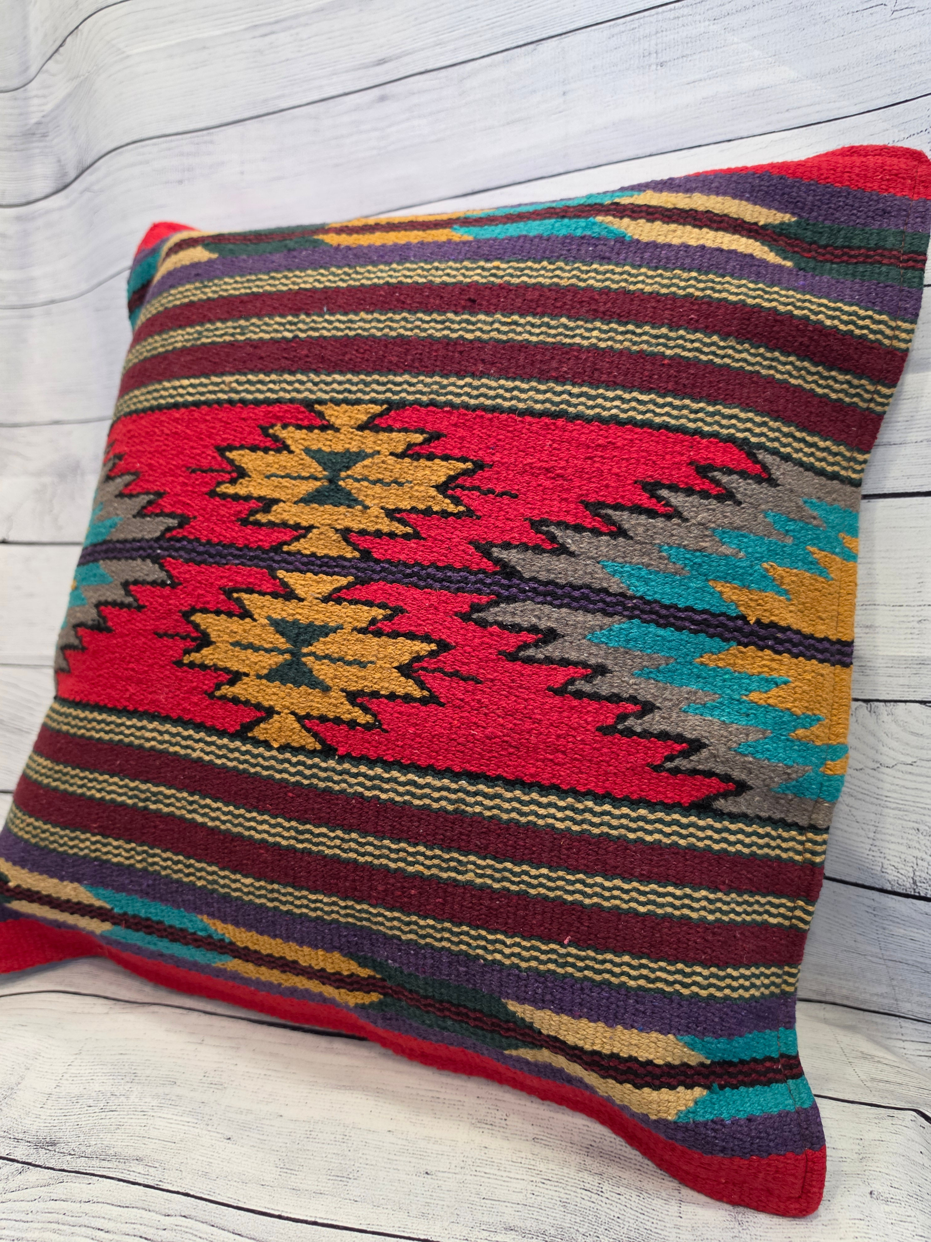 Handwoven Cotton Azteca Pillow 18" x 18", Pattern #2