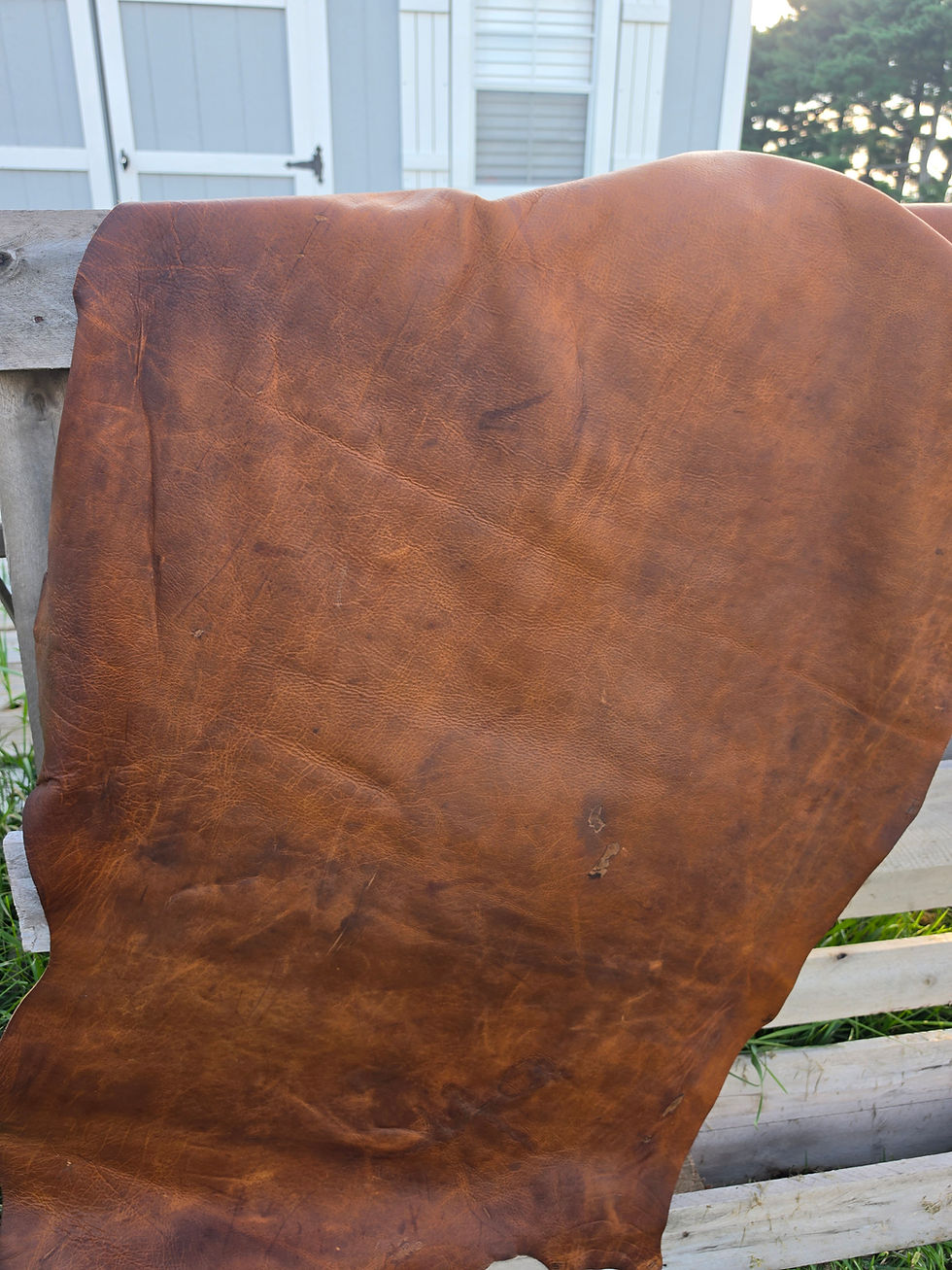 Another picture of the side of Oil Tan leather.  Soft and durable. 