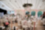 Wedding Marquee with linings, chiavari Chairs, round tables, hanging lanterns, marquee carpet