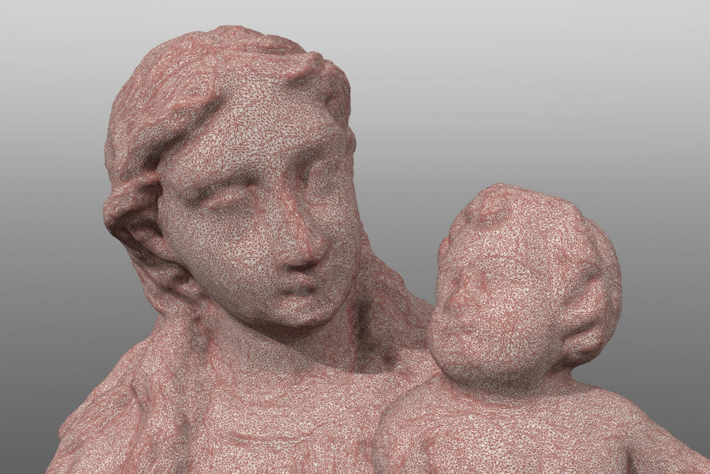 Modelo fotogramétrico de Nossa Senhora com o Menino. Cronologia: séculos XVI-XVII. Altura: 30 cm. Museu Pio XII.