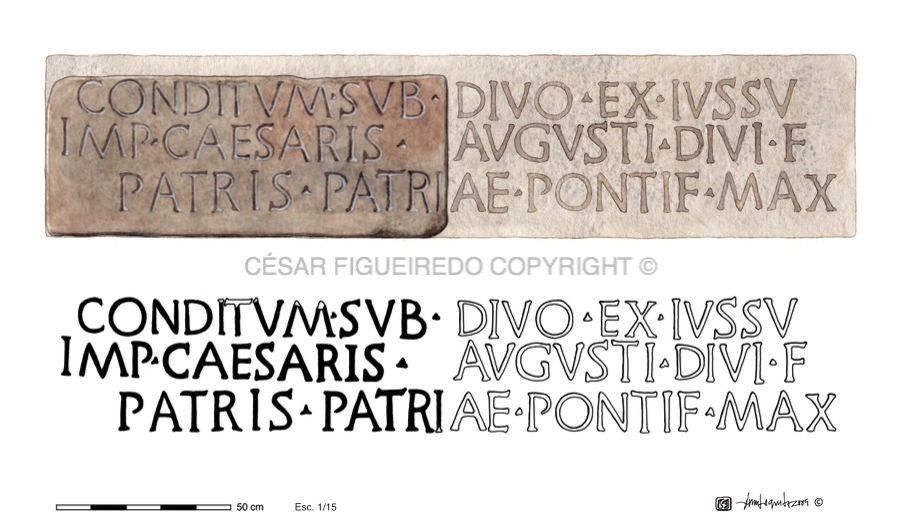 Epígrafe romana que se conserva numa das paredes da Sé Catedral de Braga.