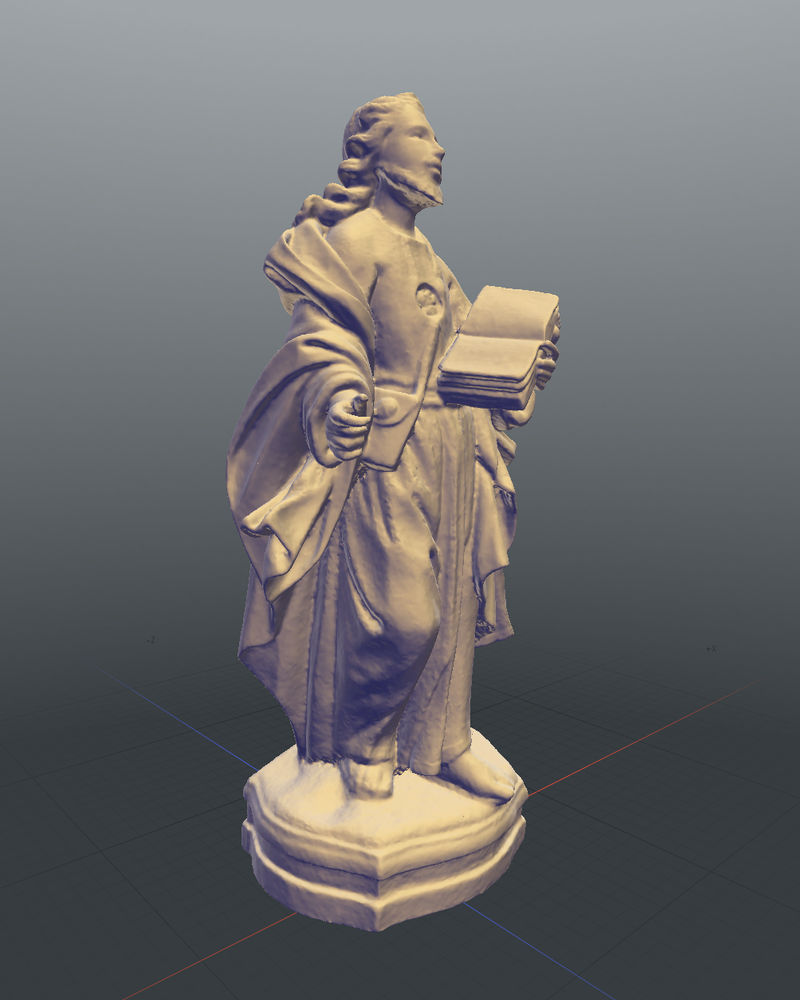 Modelo fotogramétrico de Santiago Apóstolo. Cronologia:  séculos XVII- XVIII. Altura: 34 cm. Museu Pio XII.