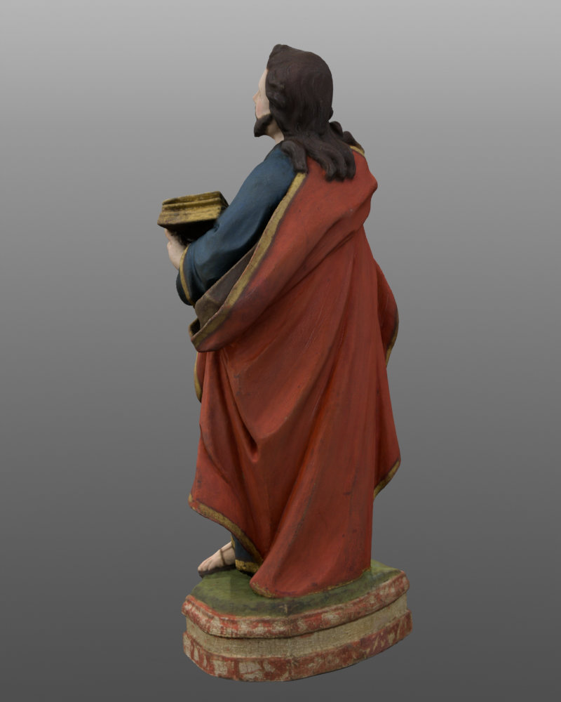 Modelo fotogramétrico de Santiago Apóstolo. Cronologia:  séculos XVII- XVIII. Altura: 34 cm. Museu Pio XII.