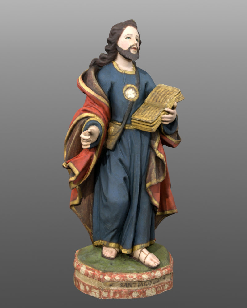 Modelo fotogramétrico de Santiago Apóstolo. Cronologia:  séculos XVII- XVIII. Altura: 34 cm. Museu Pio XII.