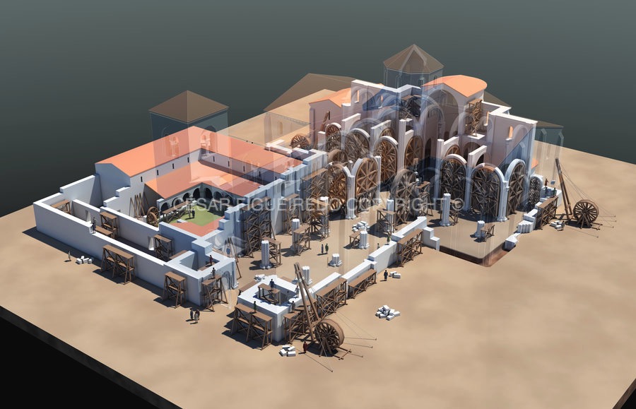 Construção da Sé Catedral de Braga por volta de 1109/1110 de acordo com o projeto românico primitivo de D. Pedro.