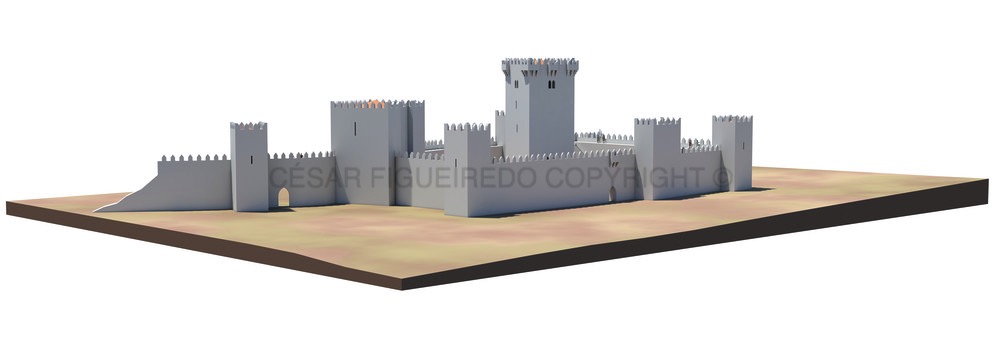Reconstituição do castelo de Braga no século XIV.