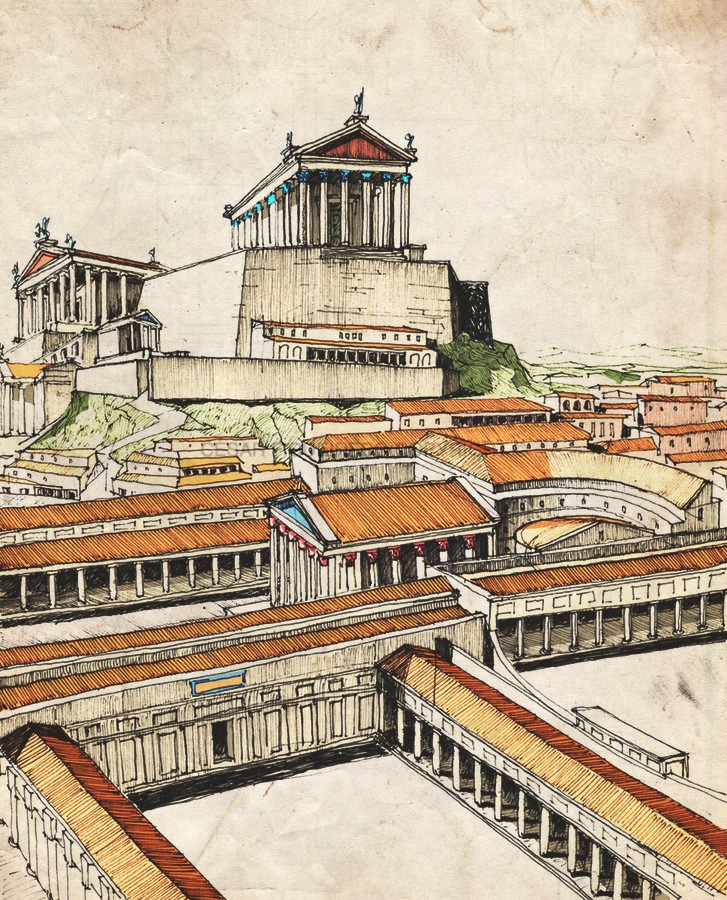 Desenho ilustrativo de Roma antiga.