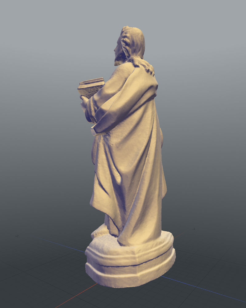 Modelo fotogramétrico de Santiago Apóstolo. Cronologia:  séculos XVII- XVIII. Altura: 34 cm. Museu Pio XII.