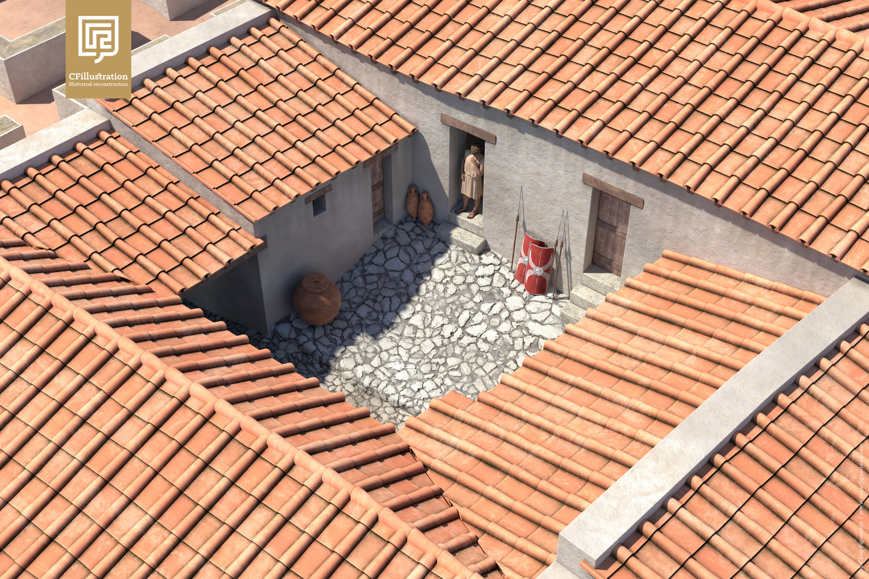 Proposta de reconstituição do edifício A do Monte dos Castelinhos.