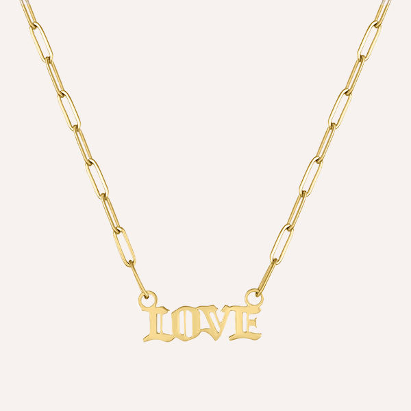 Punk Love Script Steel Chain Necklace