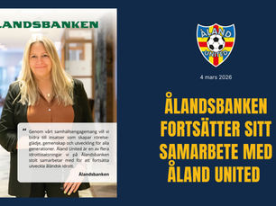 Ålandsbanken fortsätter sitt samarbete med Åland United – och blir Officiell Partner 2026!