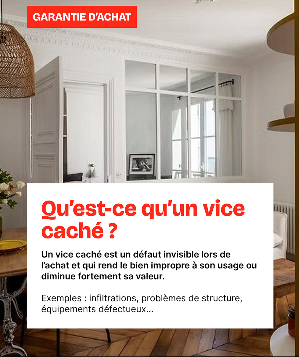 Découvrir un bien immobilier, c’est aussi comprendre ce qui se cache derrière les murs 🏡 Le vice caché peut avoir un impact sur la valeur ou l’usage du logement. Apprenez à les repérer et à vous protéger pour un achat en toute sérénité !